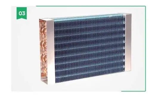 AQCS fresh air dehumidifier — Hydrophilic condenser with a dense fin structure to increase the contact area.