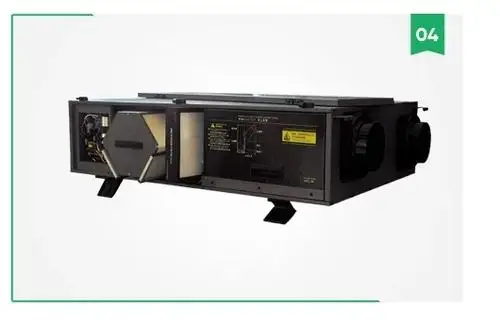 AQCS fresh air dehumidifier — Modular construction and a side-opening service cover provide access for maintenance.