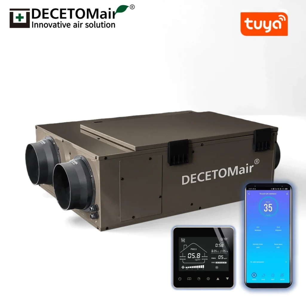 Decetomair Erv Ventilation System Total Heat Exchanger High Efficiency High Purification Modern Design Hotel Hospital Use
