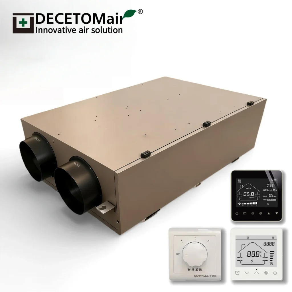 Mvhr Energy Recovery Ventilation System Hrv Recuperator 1500m3/h Hepa Tuya Agqr-1500 Decetomair Hvac Systems Bedroom Outdoor
