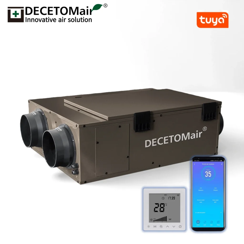 Decetomair Mvhr Mechanical Recuperator Heat Recovery Ventilation System Whole House Fresh For Tuya App Control Outdoor Bathroom