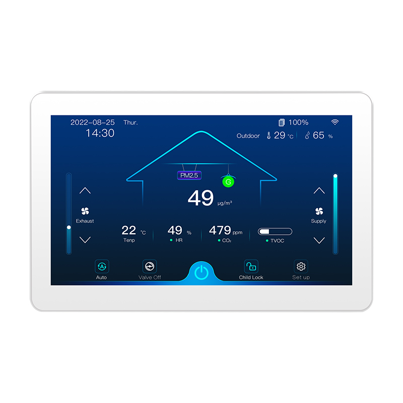 G7 PRO front touchscreen with air information and supply and exhaust controls.